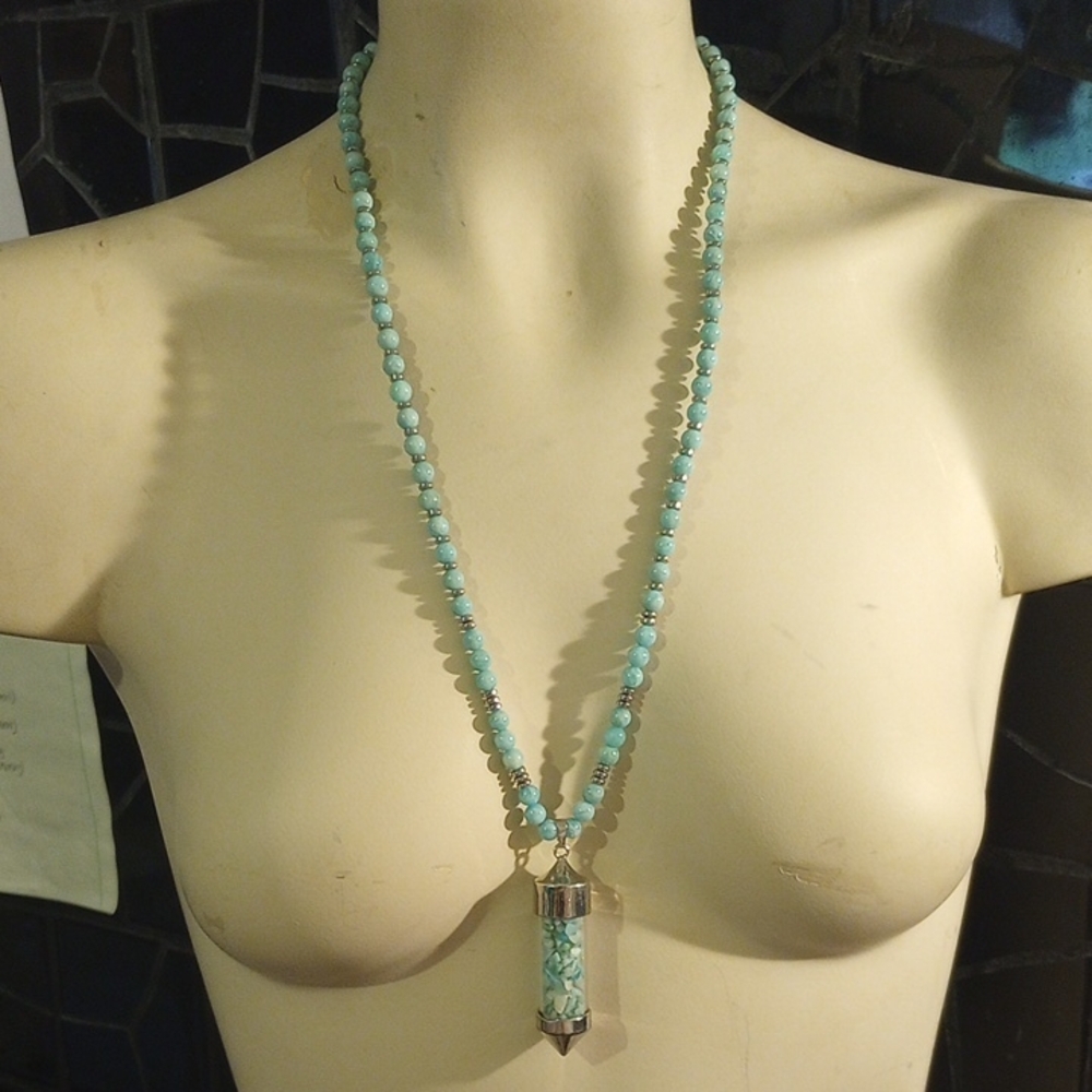 Amazonite Gemstone Beaded Necklace And Capsule